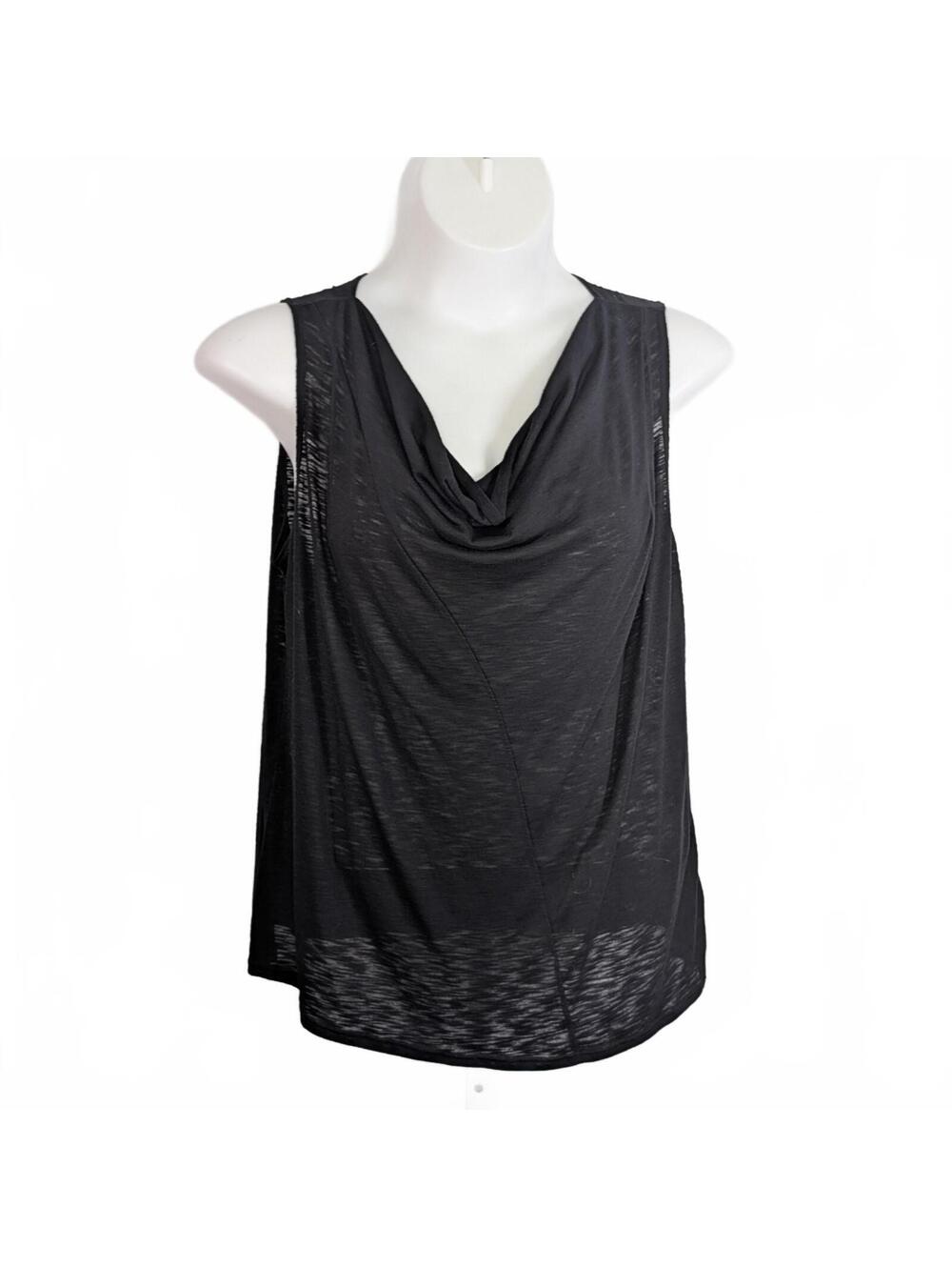 Ellen Tracy 2X Sheer Sleeveless Top Drape Neck Goth Career Office Evening Y2K
